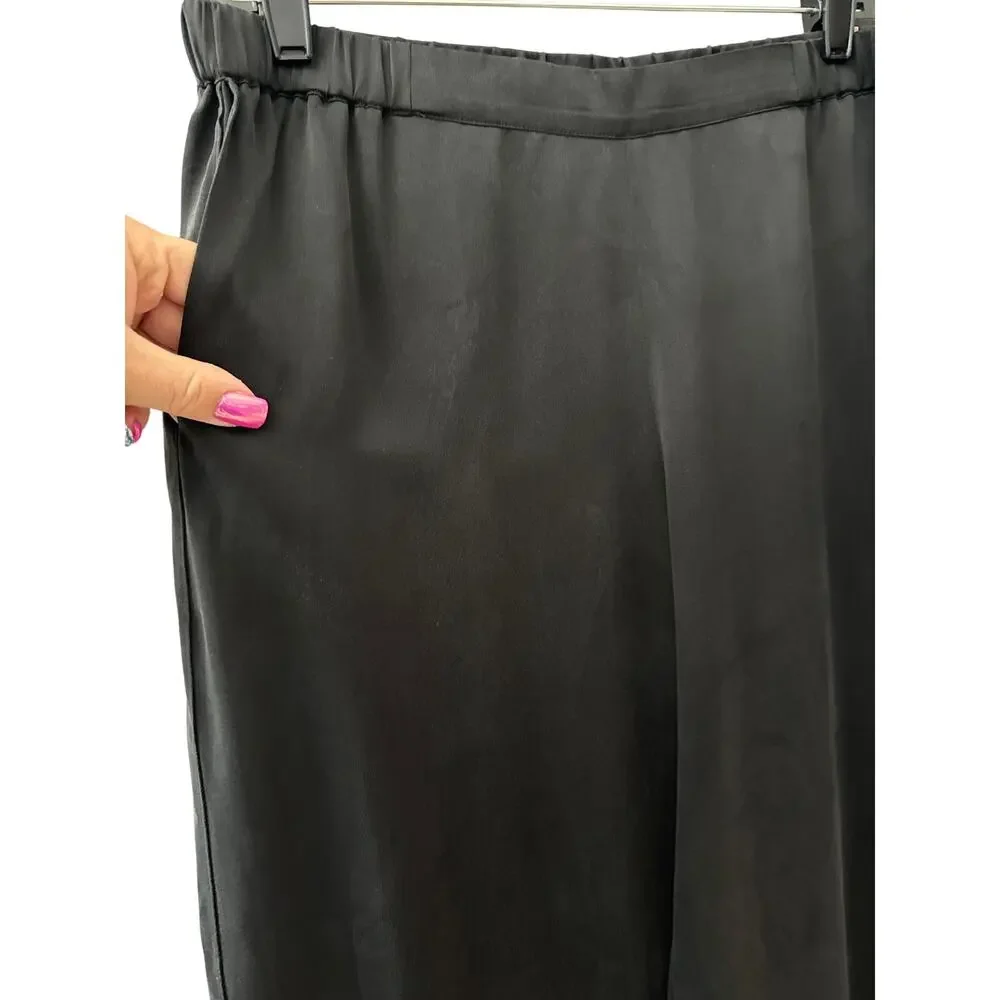 Lunya Split Leg High Rise Washable Silk Pants Immersed Black Size Large - Picture 6 of 12